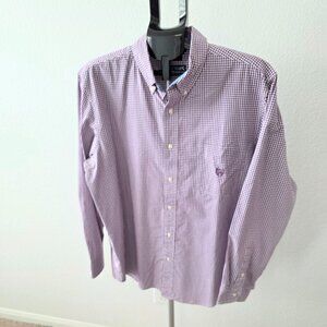 CHAPS EASY CARE MENS XL PURPLE AND WHITE CHECKED LONG SLEEVE SHIRT